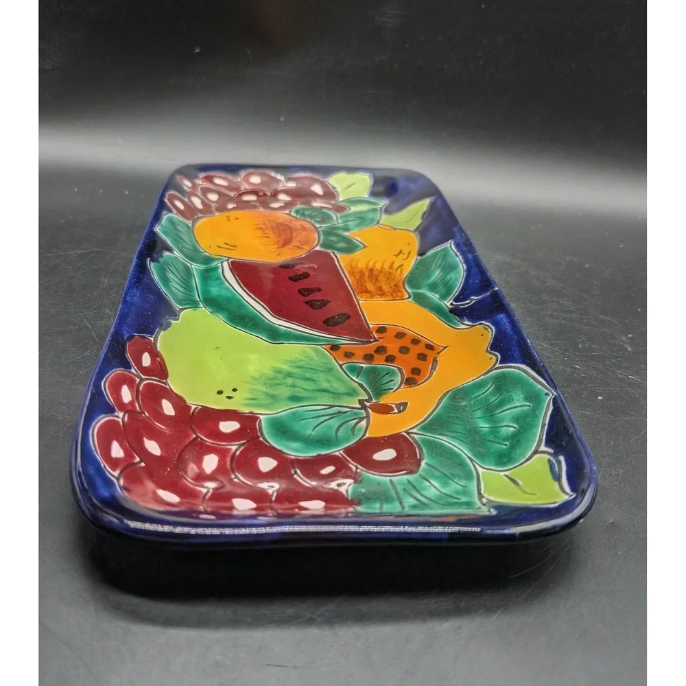 Mexican Talavera Serving Platter Hand Painted Lead Free Rectangular Tray 10